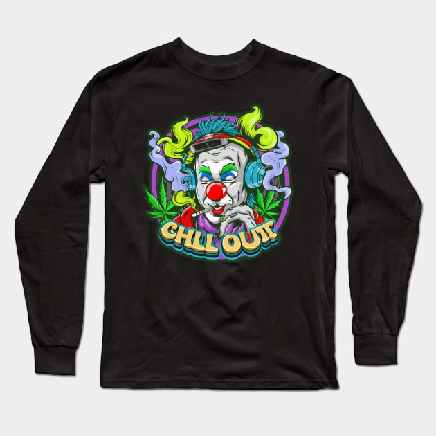 Urban Style Clown with Headphones Long Sleeve T-Shirt by diegotorres